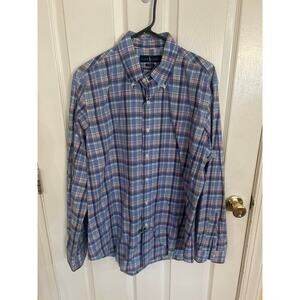Ralph Lauren Blue‎ Plaid Custom Fit ButtonUp Size Large